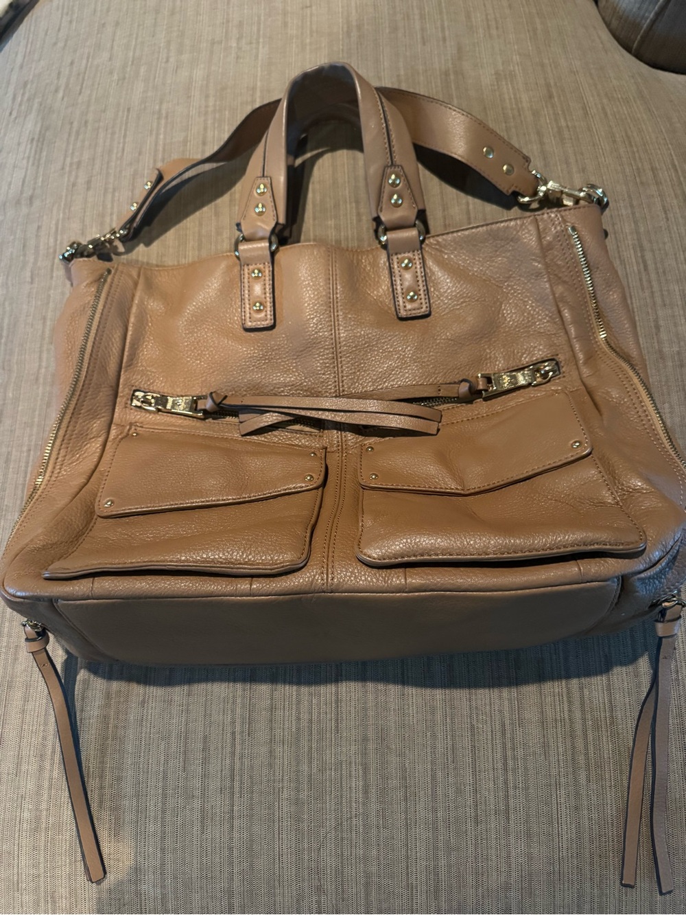 Aimee Kestenberg Leather Tote Bag in pebbled tan. NWOT.